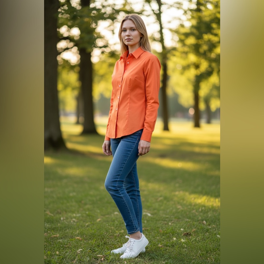 Stylish Orange Cotton Blend Shirt